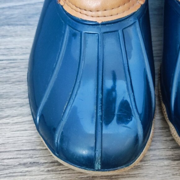 Wild Diva rain boots waterproof navy blue bottom brown top women's size 7 - Picture 6 of 13